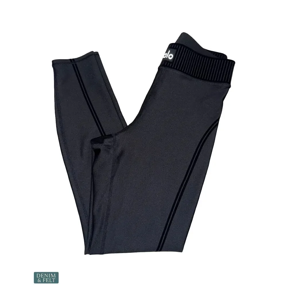 Alo‎ Yoga Airlift High Waist 7/8 Line Up Legging Black Sculpting Gym Yoga Sleek